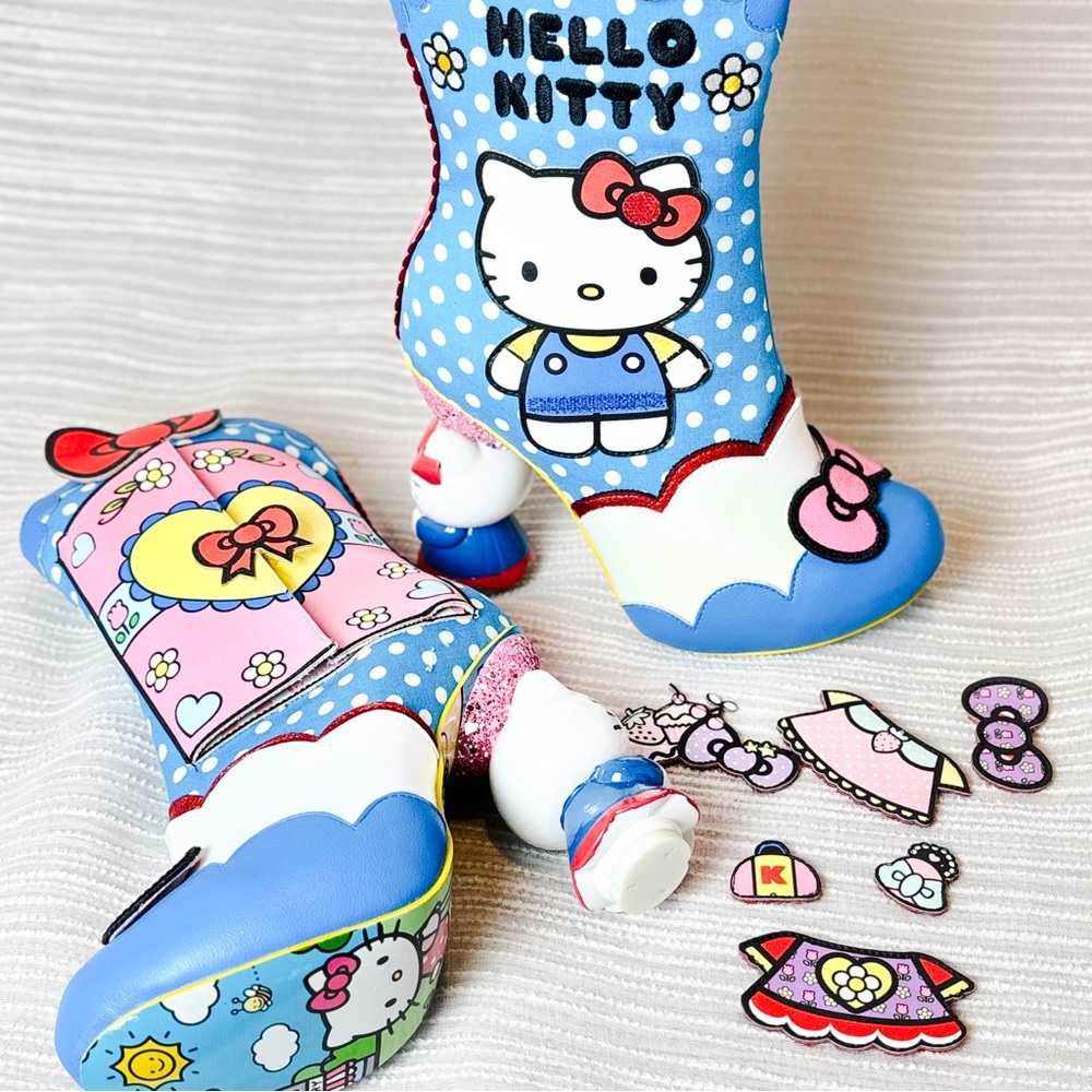 Irregular Choice Hello Kitty Dress Up Character Heel Boots Size 39 Rare Collab - Picture 9 of 10